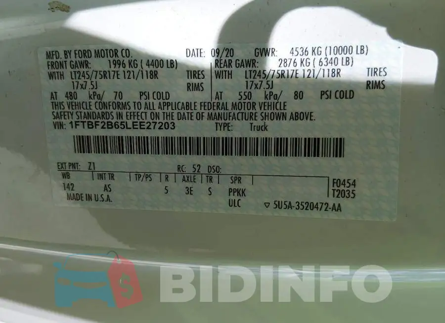 1FTBF2B65LEE27203 Photo# 9