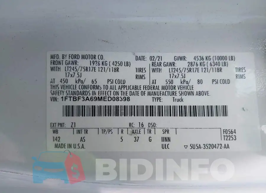 1FTBF3A69MED08398 Photo# 9