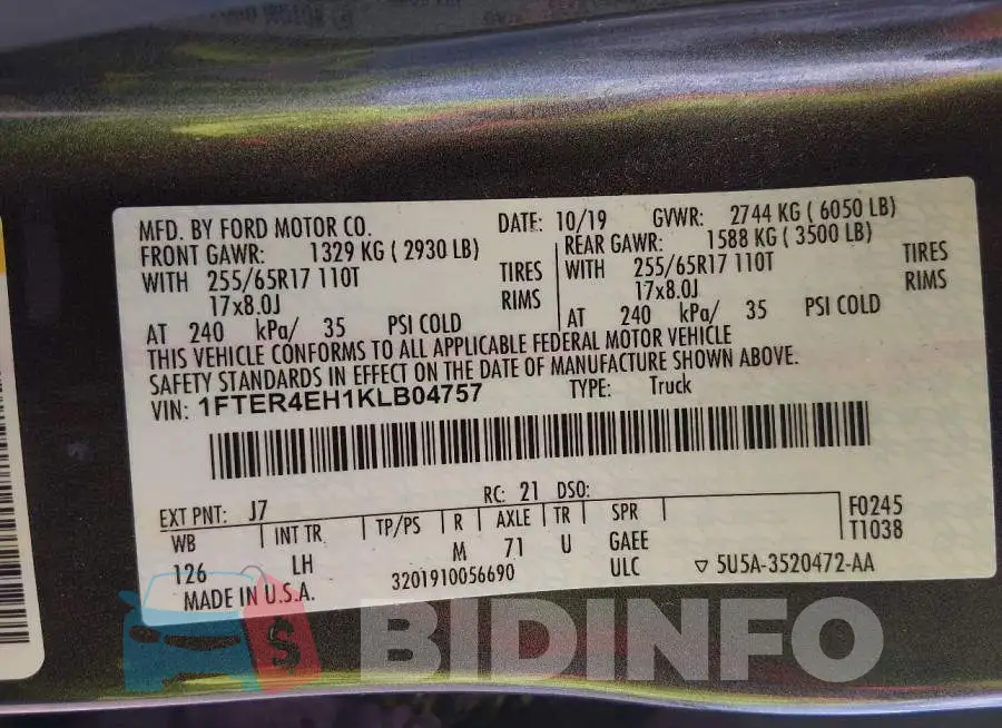 1FTER4EH1KLB04757 Photo# 9
