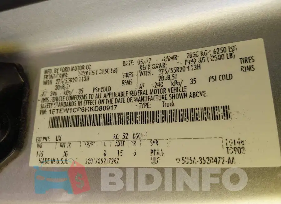 1FTEW1CP6HKD80917 Photo# 9