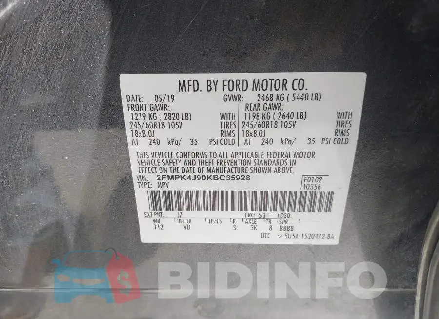 2FMPK4J90KBC35928 Photo# 9