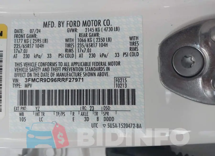 3FMCR9D96RRF27971 Photo# 9