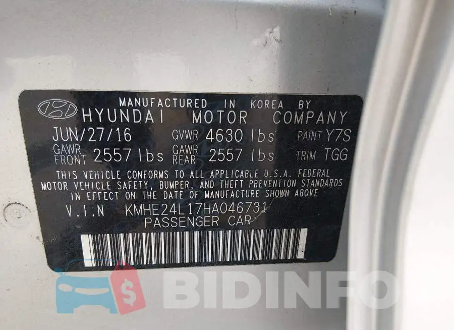 KMHE24L17HA046731 Photo# 9