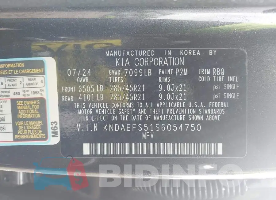 KNDAEFS51S6054750 Photo# 9
