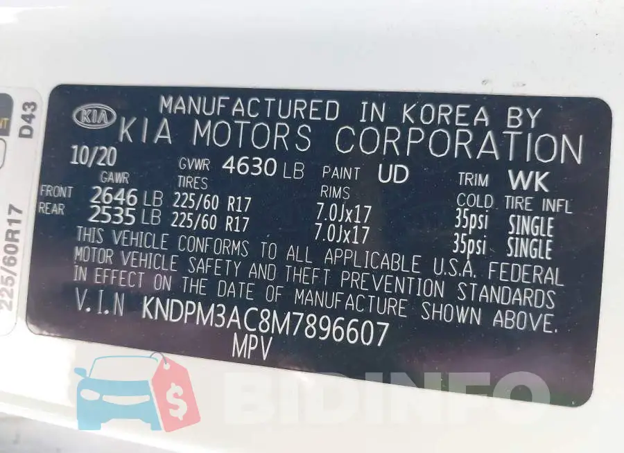 KNDPM3AC8M7896607 Photo# 9