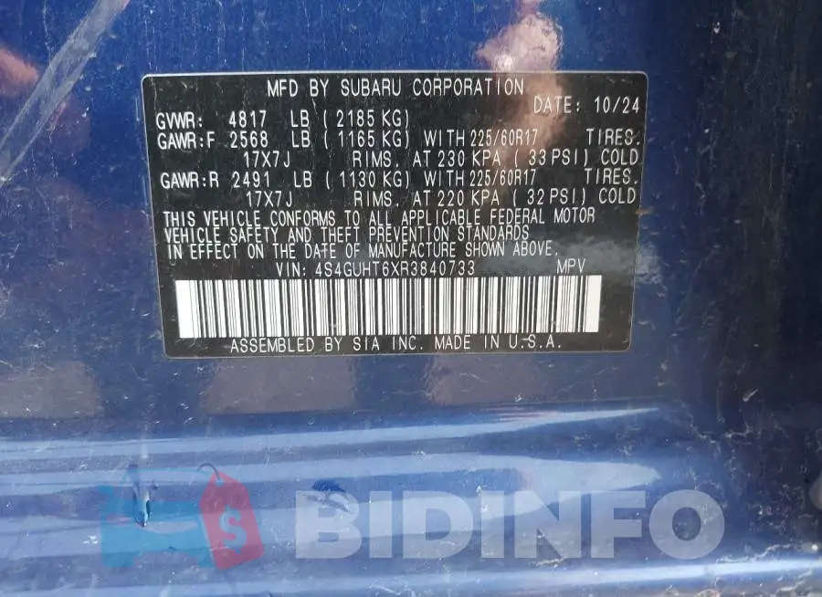 4S4GUHT6XR3840733 Photo# 9