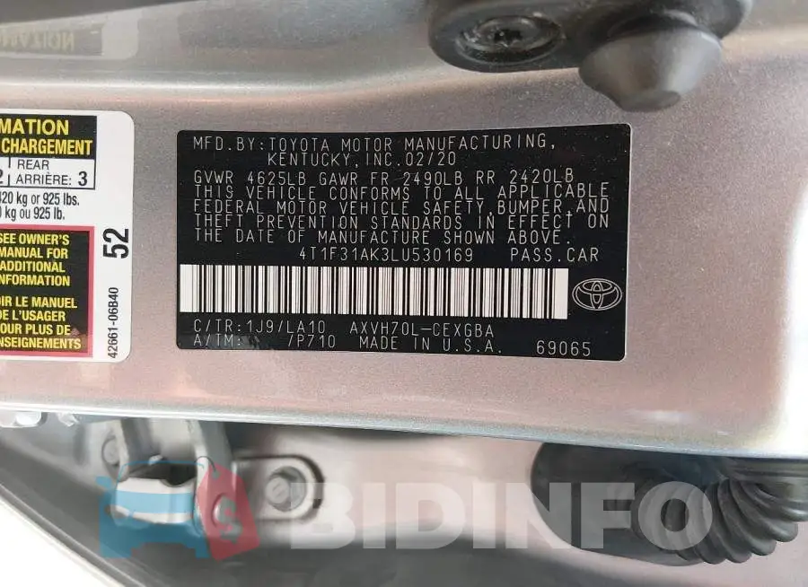 4T1F31AK3LU530169 Photo# 9