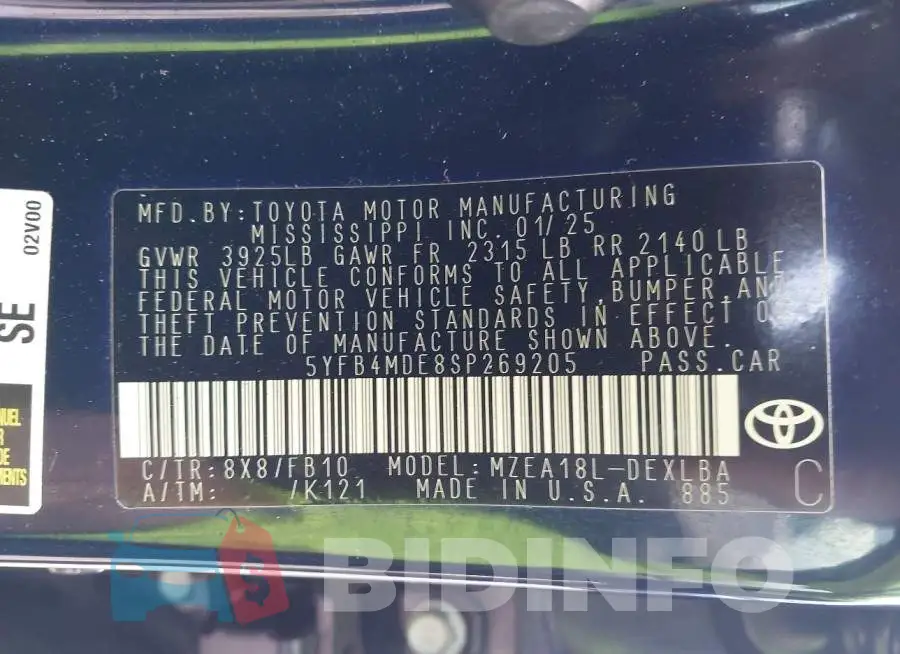 5YFB4MDE8SP269205 Photo# 9