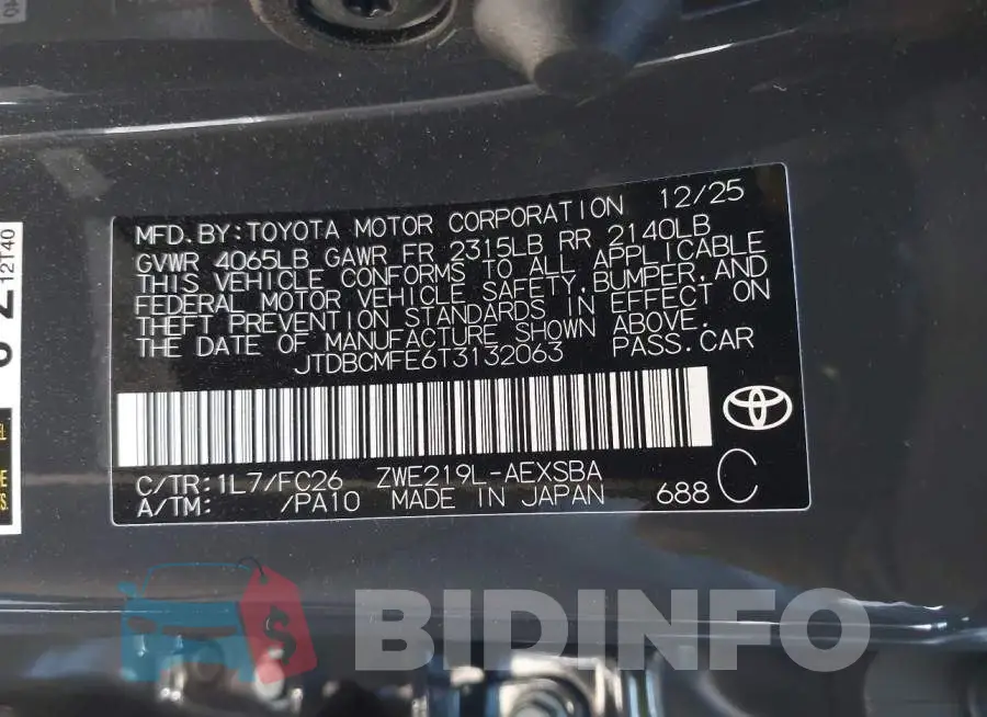 JTDBCMFE6T3132063 Photo# 9