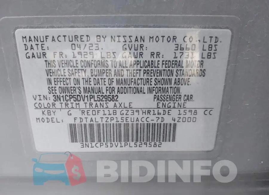 3N1CP5DV1PL529582 Photo# 9