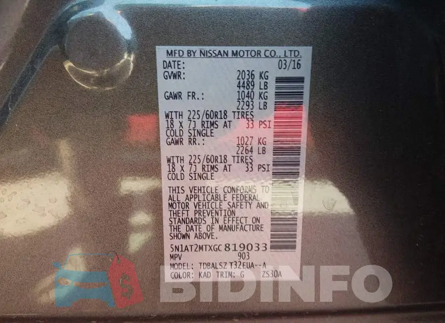5N1AT2MTXGC819033 Photo# 9