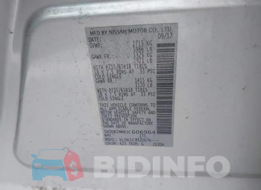 5N1DR2MM6JC606964 Photo# 9