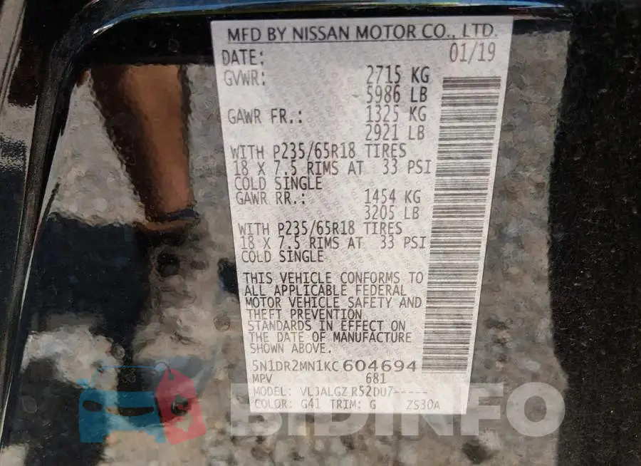 5N1DR2MN1KC604694 Photo# 9