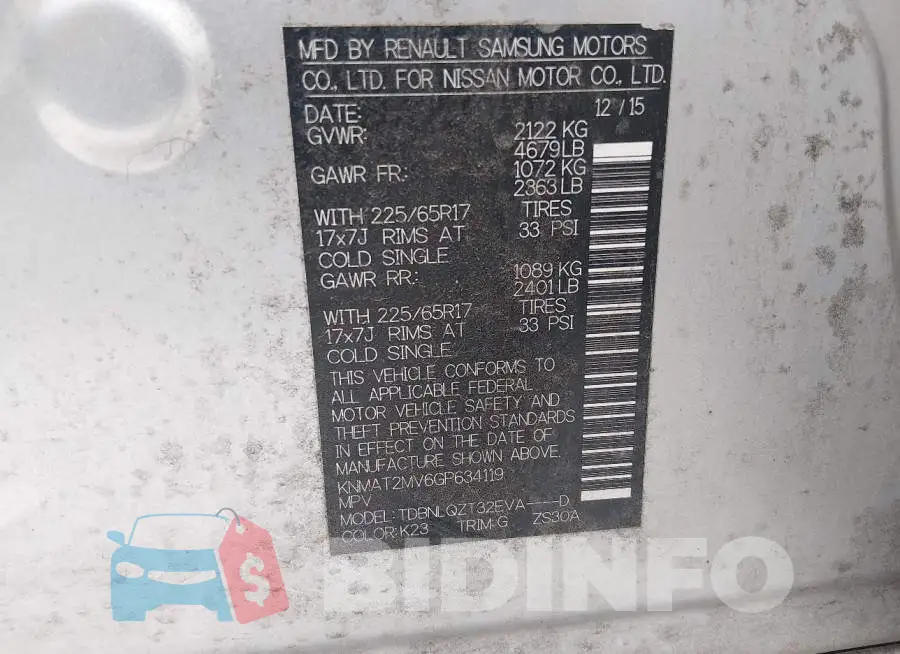 KNMAT2MV6GP634119 Photo# 9