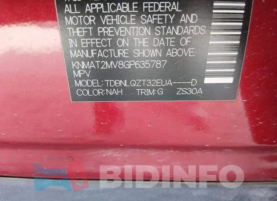KNMAT2MV8GP635787 Photo# 9