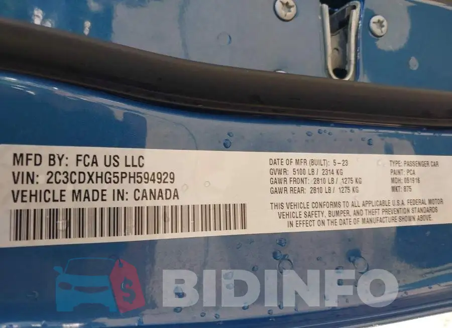 2C3CDXHG5PH594929 Photo# 9