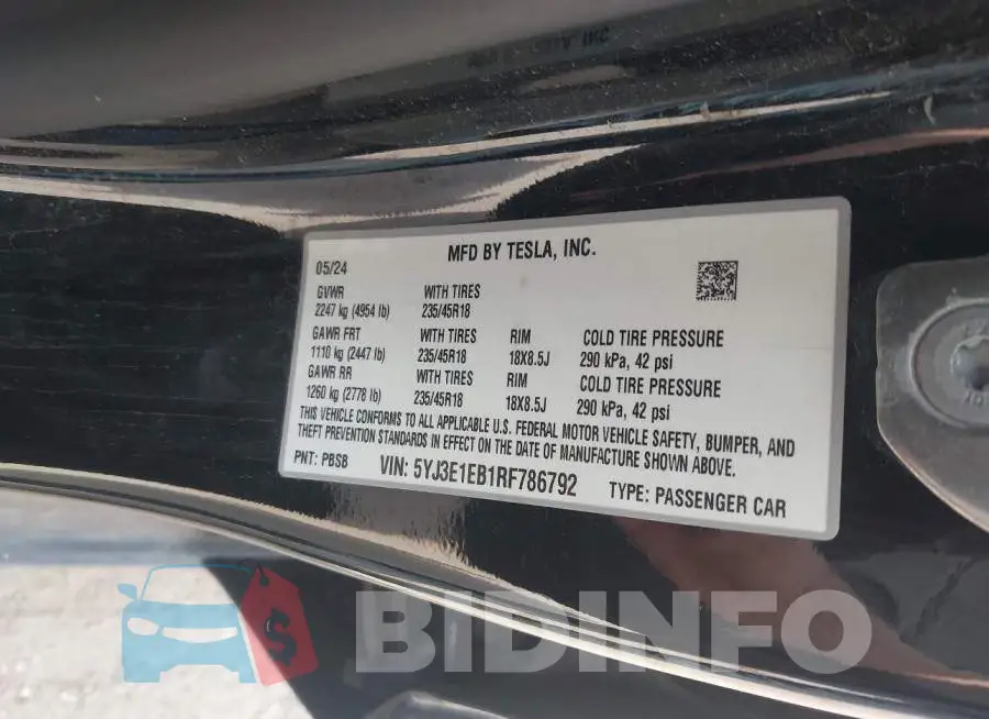 5YJ3E1EB1RF786792 Photo# 9