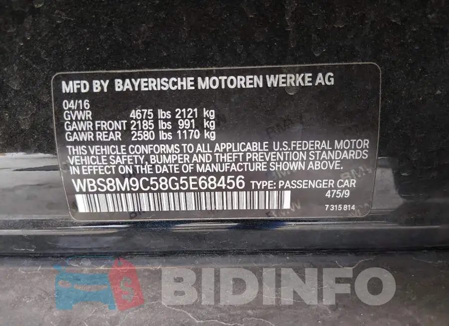WBS8M9C58G5E68456 Photo# 9