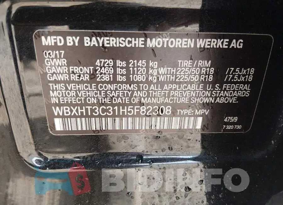 WBXHT3C31H5F82308 Photo# 9