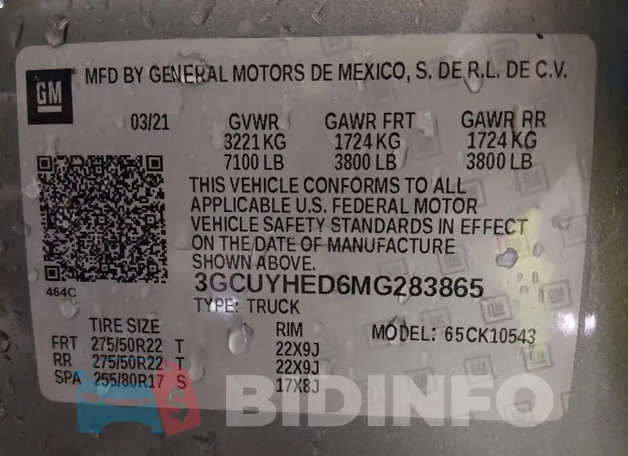 3GCUYHED6MG283865 Photo# 9