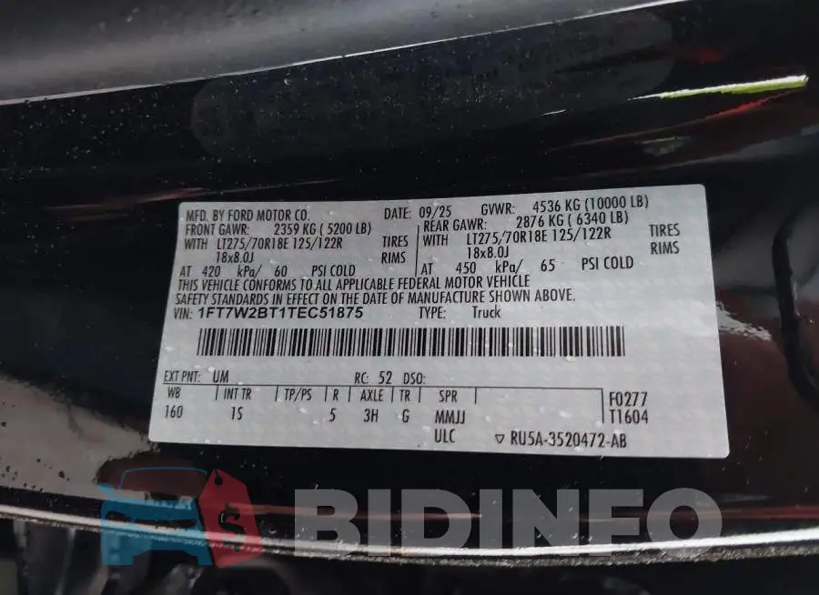 1FT7W2BT1TEC51875 Photo# 9