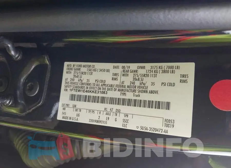 1FTEW1E46KKE31083 Photo# 9