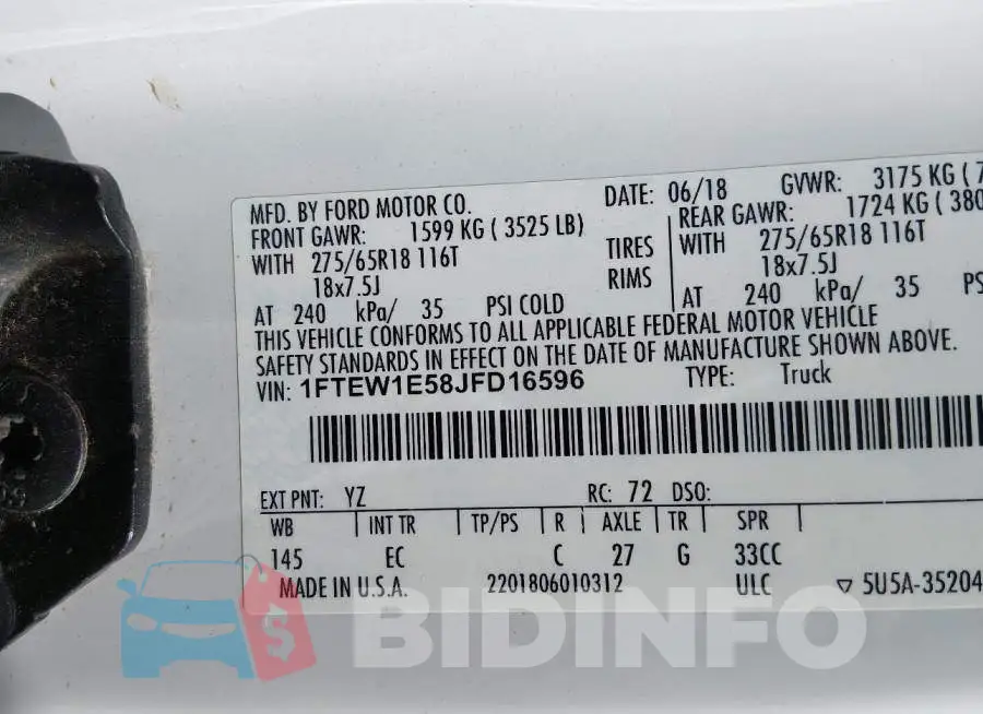 1FTEW1E58JFD16596 Photo# 9
