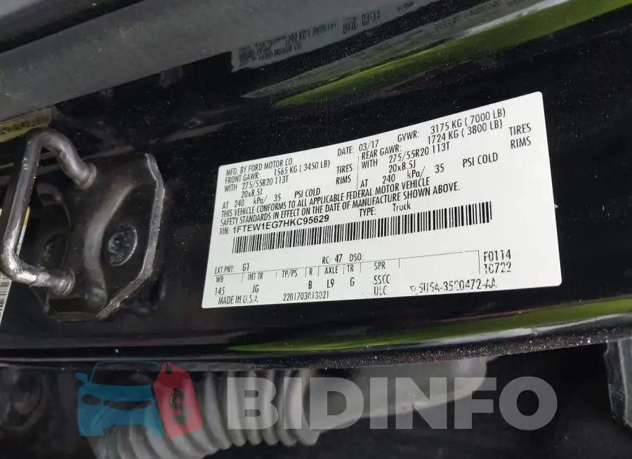 1FTEW1EG7HKC95629 Photo# 9