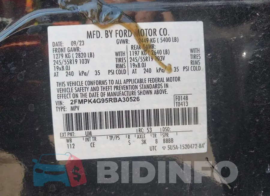 2FMPK4G95RBA30526 Photo# 9