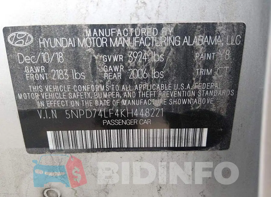 5NPD74LF4KH448221 Photo# 9