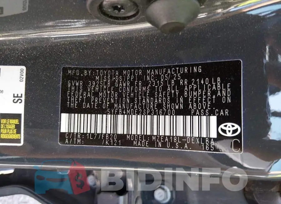 5YFB4MDE2SP316700 Photo# 9