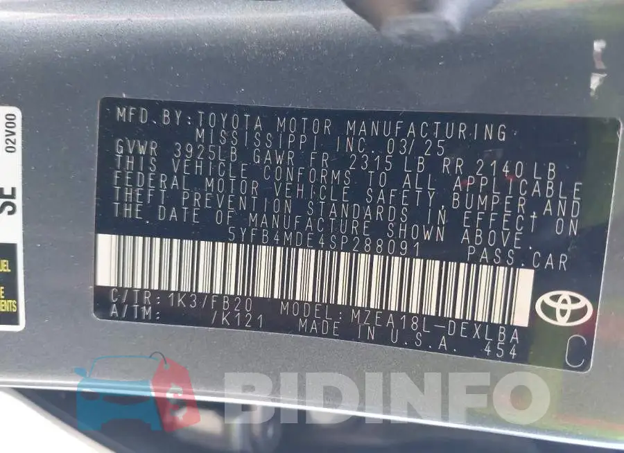 5YFB4MDE4SP288091 Photo# 9