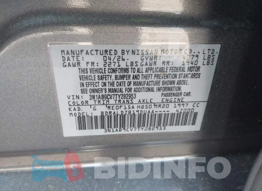 3N1AB9CV7TY282953 Photo# 9