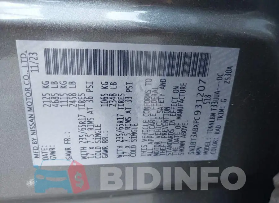 5N1BT3ABXPC931207 Photo# 9