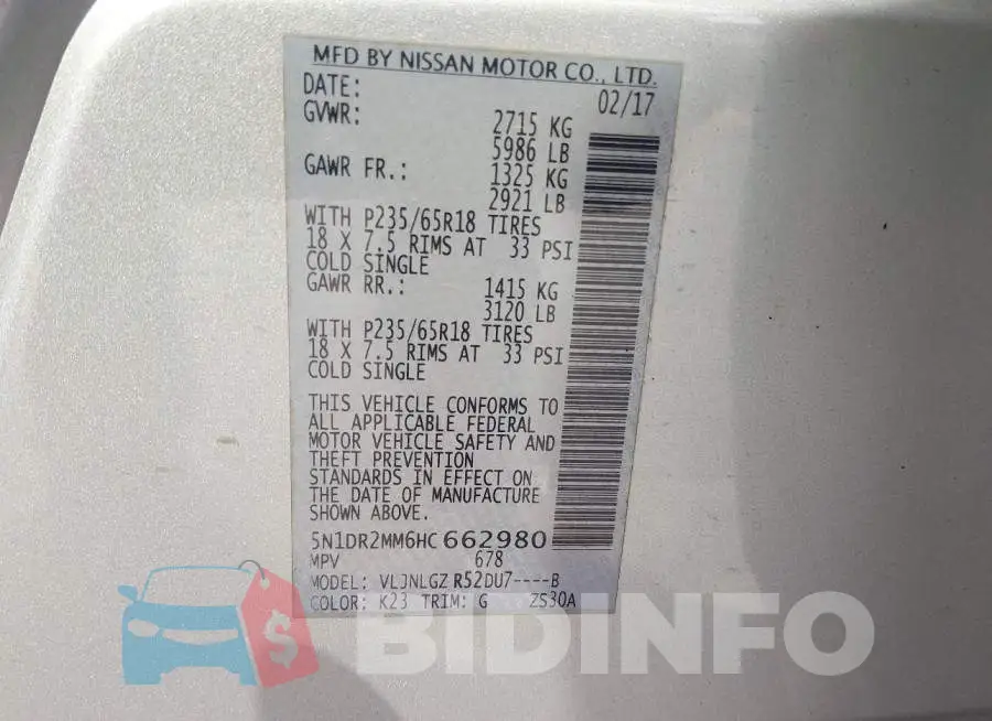 5N1DR2MM6HC662980 Photo# 9