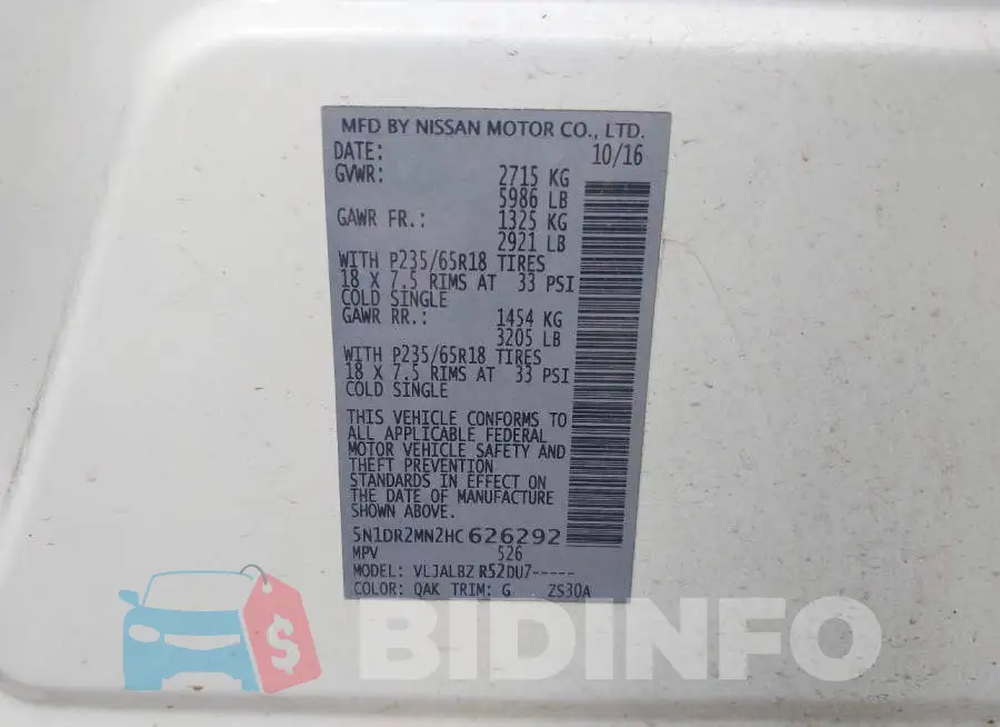 5N1DR2MN2HC626292 Photo# 9