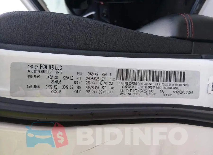 1C4RDJDG7JC174267 Photo# 9
