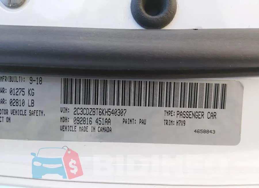 2C3CDZBT6KH540307 Photo# 9