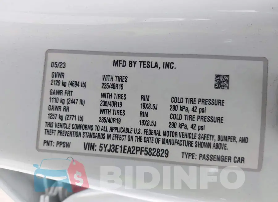 5YJ3E1EA2PF582829 Photo# 9