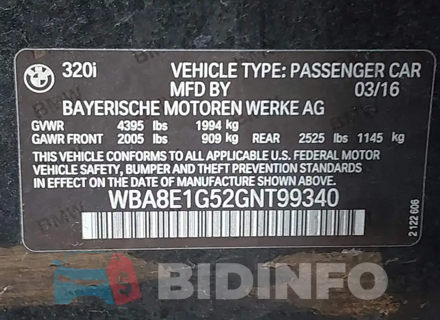WBA8E1G52GNT99340 Photo# 9
