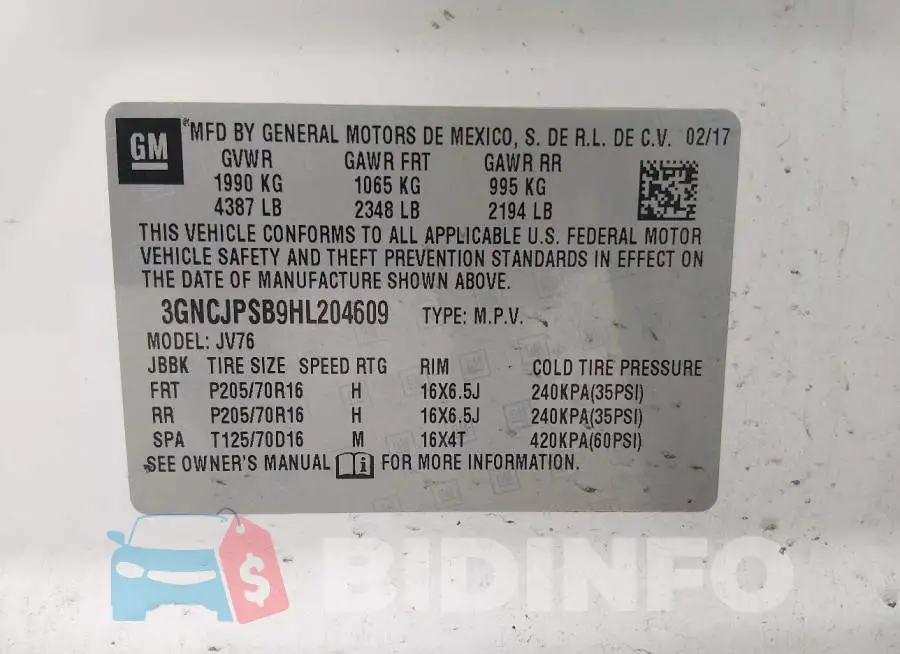 3GNCJPSB9HL204609 Photo# 9