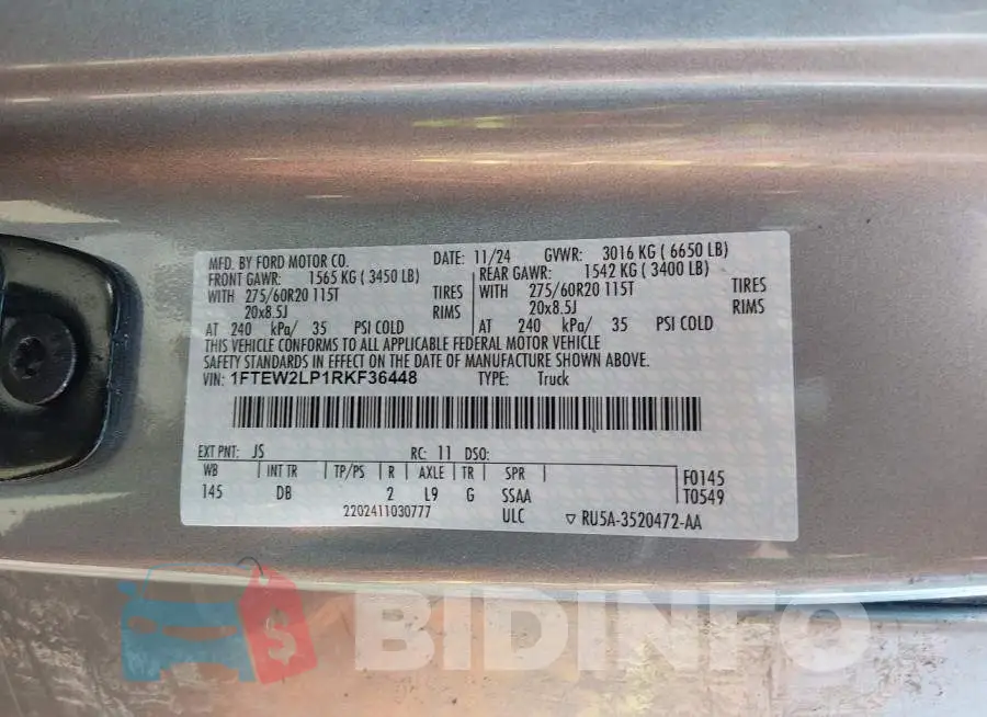 1FTEW2LP1RKF36448 Photo# 9
