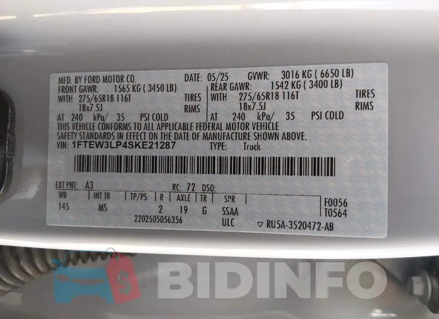 1FTEW3LP4SKE21287 Photo# 9