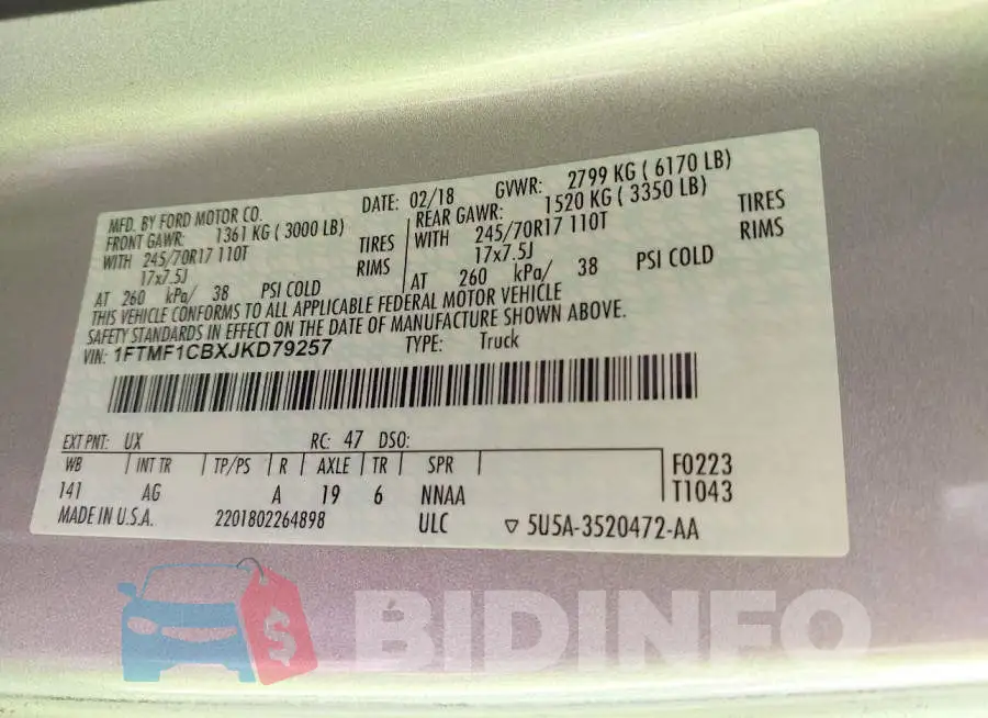 1FTMF1CBXJKD79257 Photo# 9