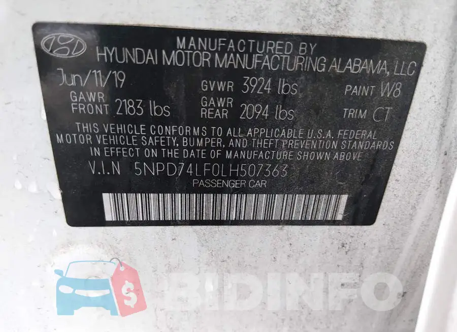 5NPD74LF0LH507363 Photo# 9