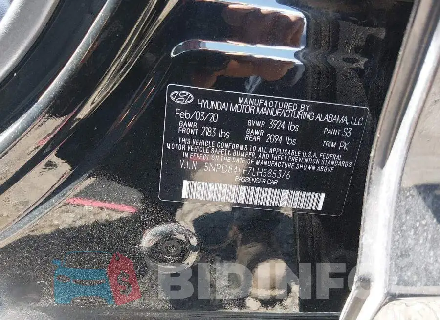 5NPD84LF7LH585376 Photo# 9