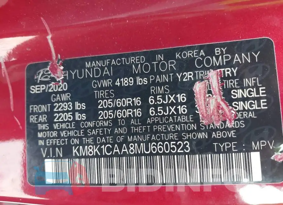 KM8K1CAA8MU660523 Photo# 9