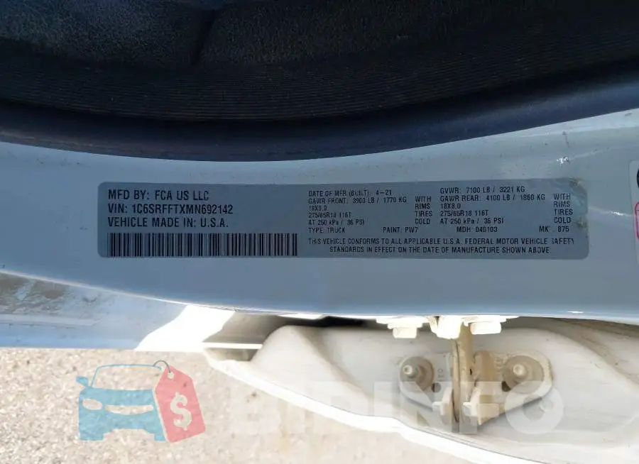 1C6SRFFTXMN692142 Photo# 8