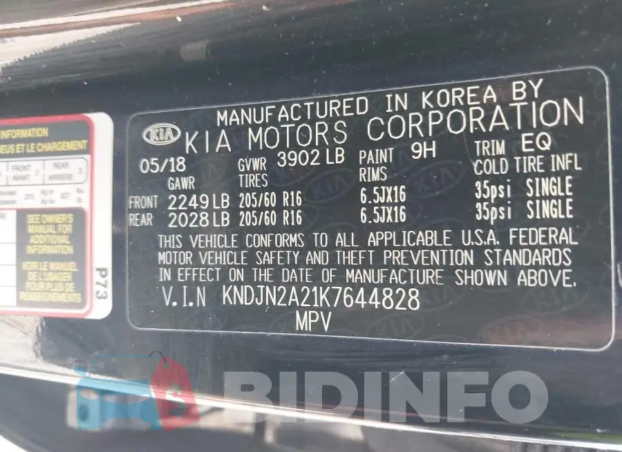 KNDJN2A21K7644828 Photo# 9