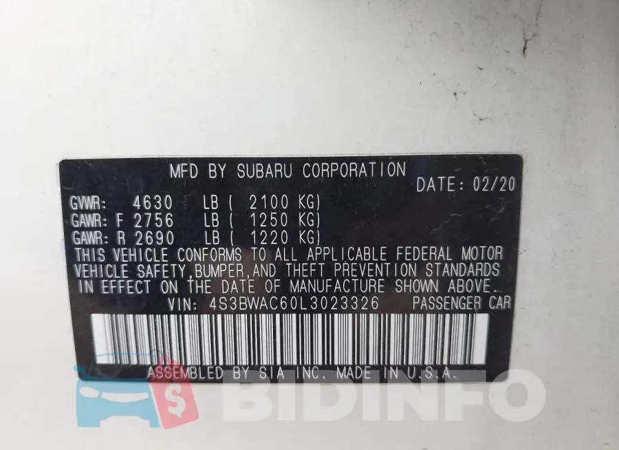 4S3BWAC60L3023326 Photo# 9